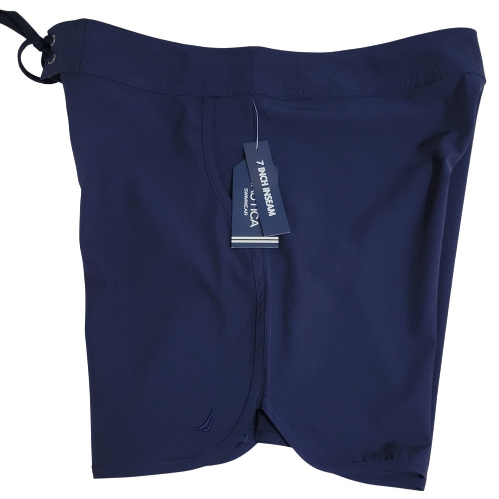 Nautica Board Swim Shorts Women Medium Navy Blue 7" Inseam Pockets Quick Dry NEW - Picture 5 of 14